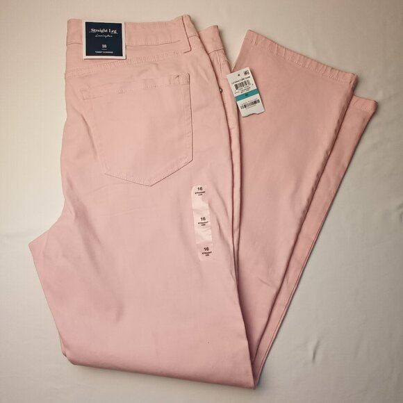 NWT Charter Club Jeans Size 16 Lexington Straight High Rise Misty Pink - Picture 1 of 12